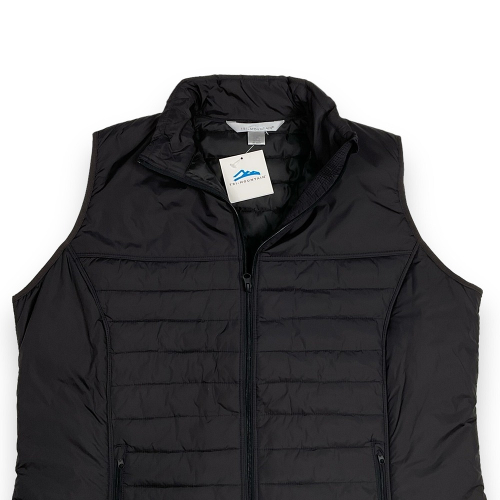 Tri Mountain Vest Mens 2XL Adult Black Quilted Windbreaker Zip Pockets NWT - Picture 4 of 9